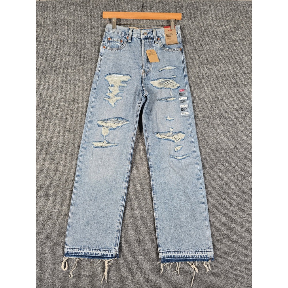 Levi's Light Blue Distressed Straight Leg Jeans